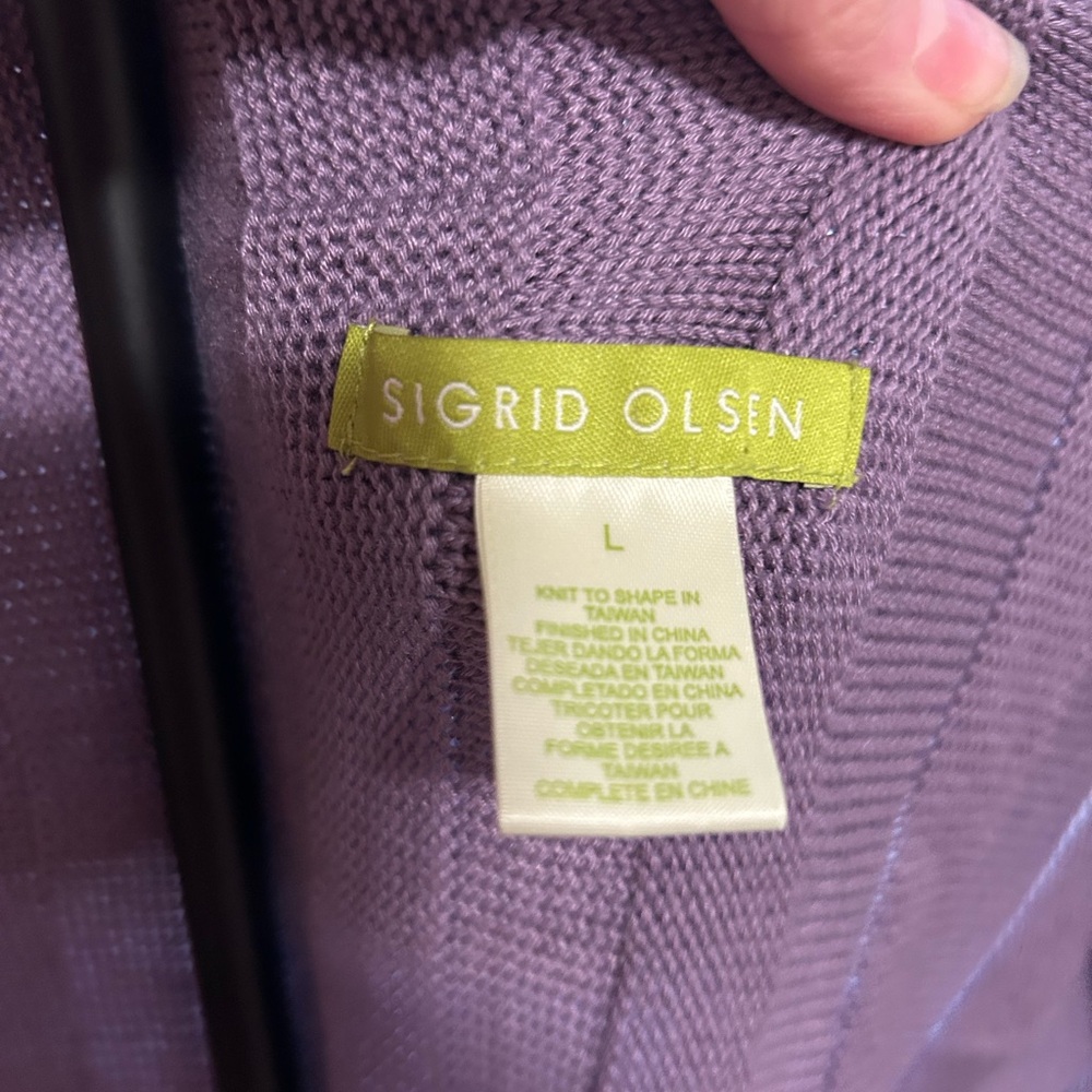 Sigrid Olsen Lavender Ruffled Cardigan - Picture 3 of 3